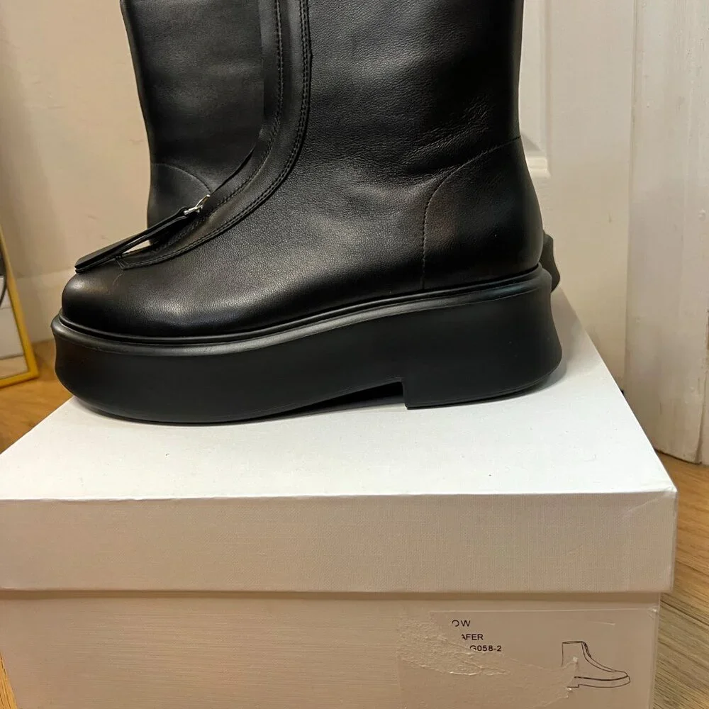 The Row Black Zipped Boot I in Leather - Picture 2 of 12